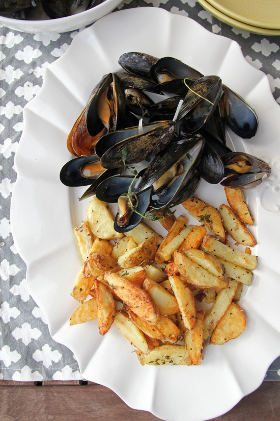 Shallot and Herbed Mussels (with Fries!) Chocolate Shavings